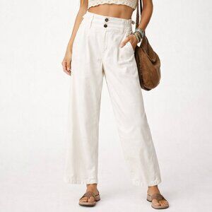 Free People Paperbag Wide Leg Pants Women’s Size 2 White Cotton Relaxed